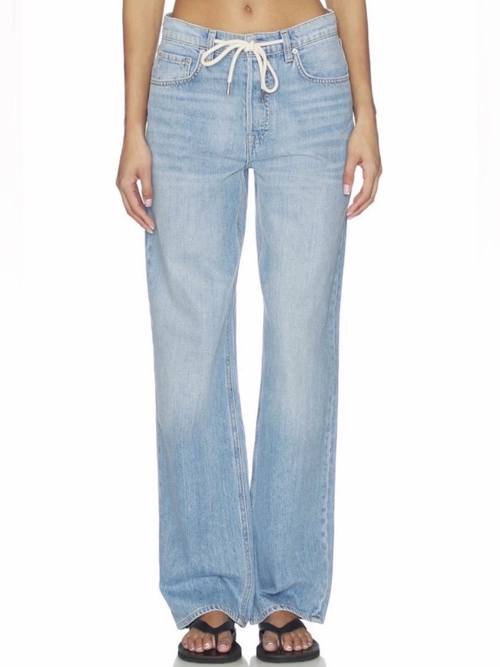 GRLFRND Revolve Bella Low Rise Boyfriend Straight Leg Denim Blue Jeans 31 NWOT
